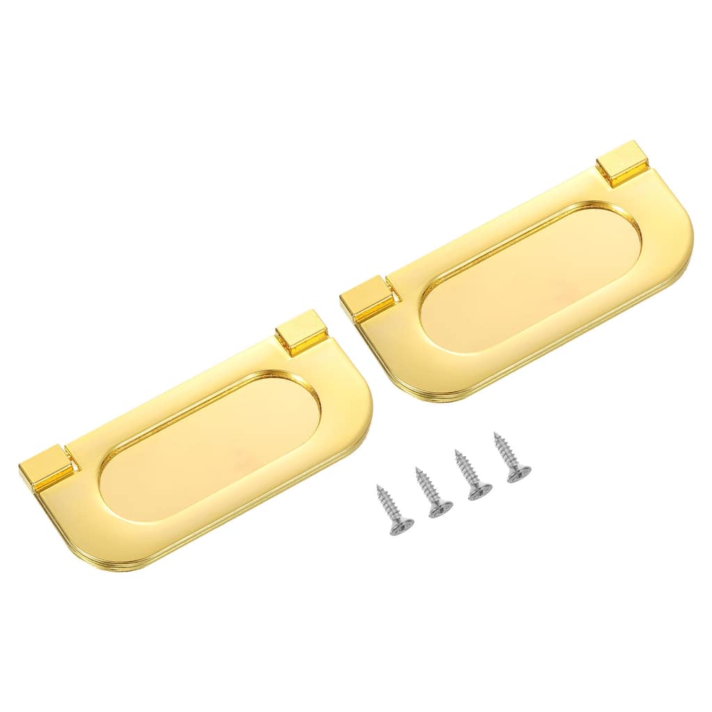 2Pcs Flush Pull Handle, 3 Inch Hidden Furniture Grip Ring Pull, Gold