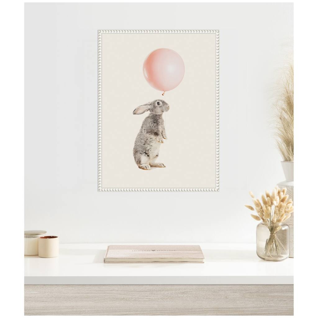 Kate and Laurel Sylvie The Bunny and the Pink Balloon Framed Canvas by July Art Prints
