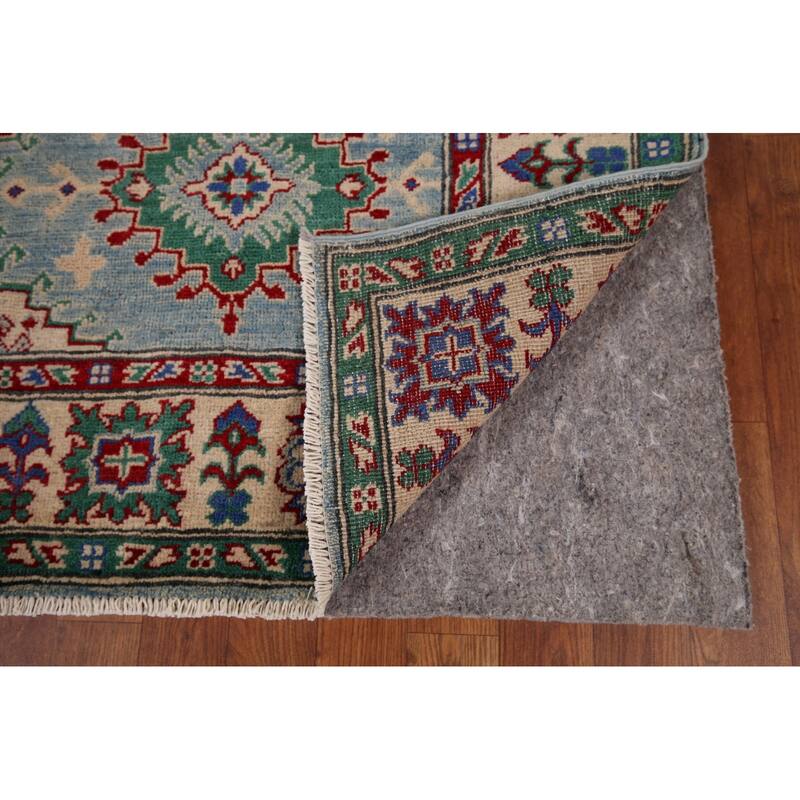 Traditional Blue Kazak Area Rug Handmade Wool Carpet - 5'1" x 6'10"