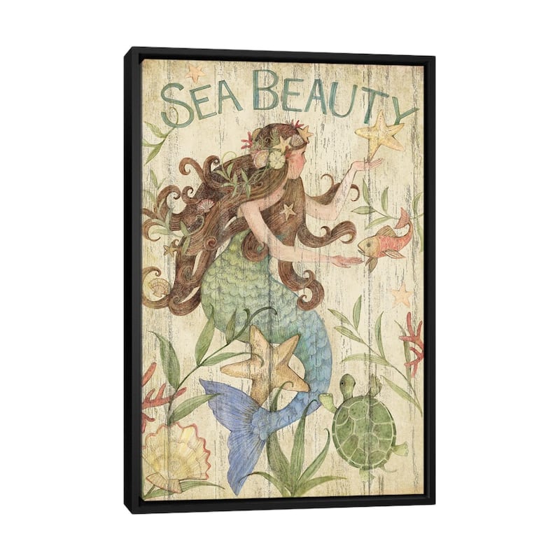 iCanvas "Mermaid Beauty" by Susan Winget Framed Canvas Print - Black - 40x26
