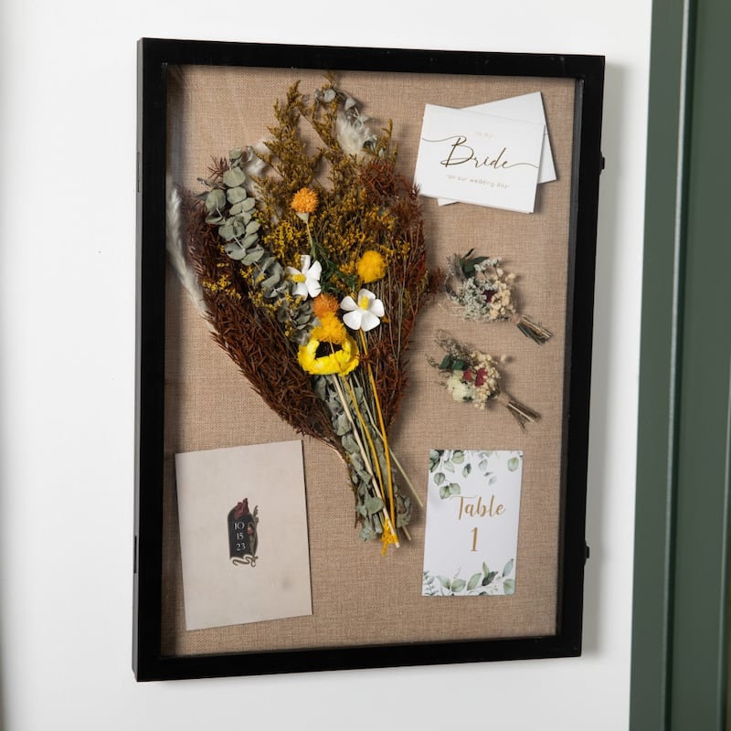 Solid Pine Shadow Display Case with Linen Liner