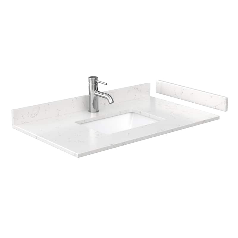 Strada 36-Inch Single Vanity Set, Cultured Marble Top, 34-Inch Mirror