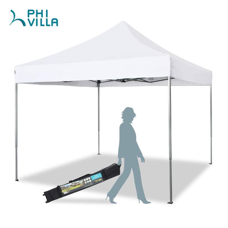 10' x 10' Pop Up Outdoor Canopy Tent Commercial Instant Reinforce Canopies with Wheel Carry Bag & Storage Pocket - 10x10'