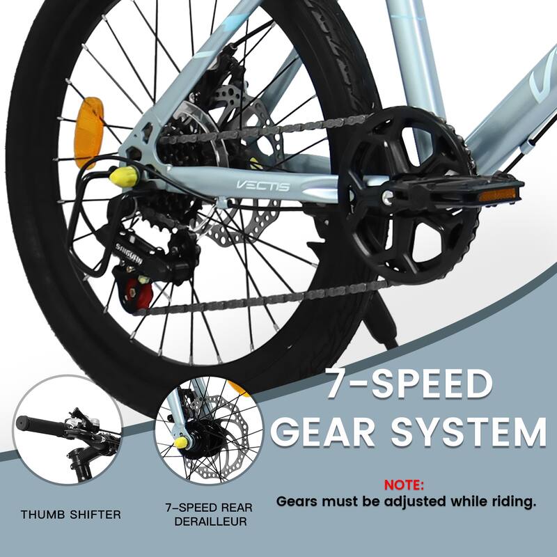 20 Inch Kids Road Bike, Boys & Girls Bicycle Ages 6-12, 7-Speed Steel Frame with Dual Disc Brakes