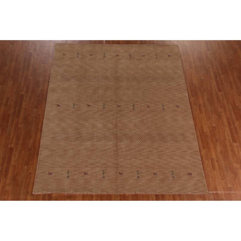 Hand Knotted Oriental 100% Wool Carpet Tribal Tribal Brown Gabbeh Area Rug - 9' 9'' X 8' 2''