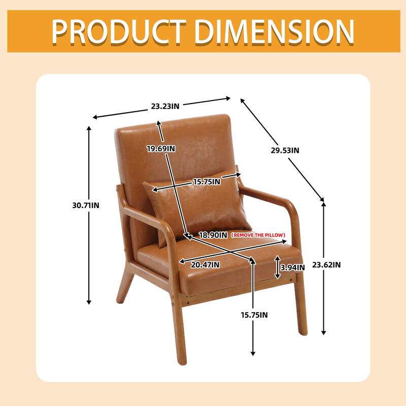 Homefun Corduroy Upholstered Mid-Century Modern Wood Frame Single Armchair for Living Room