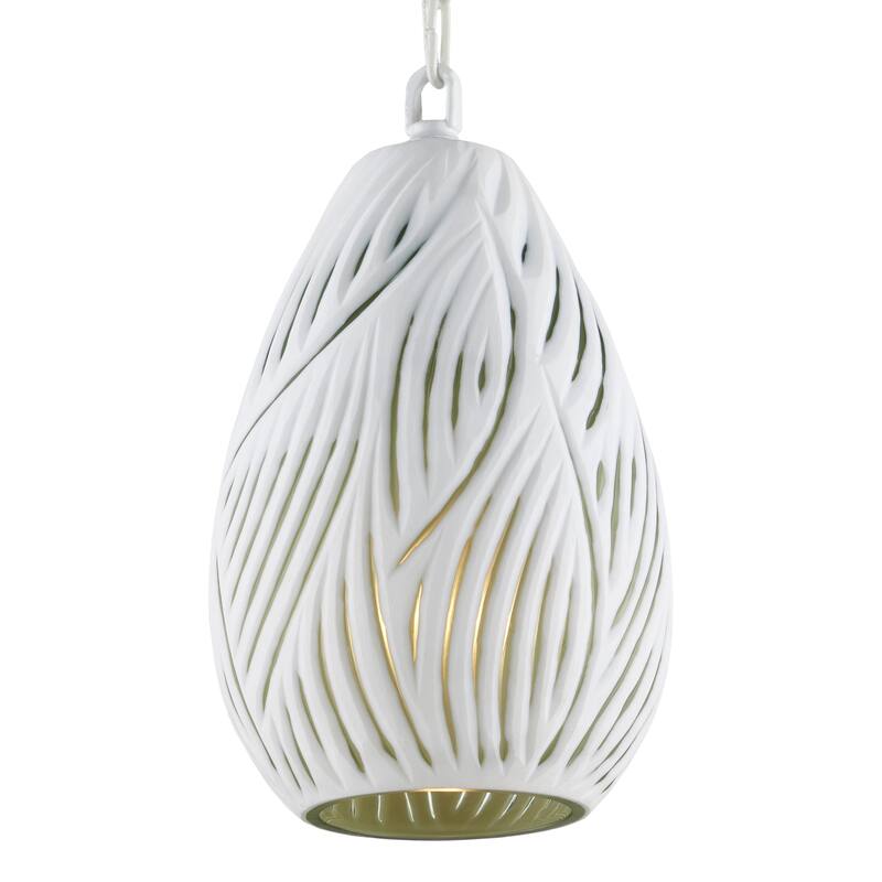 Currey & Company Midori White Pendant - 15"h x 7"dia