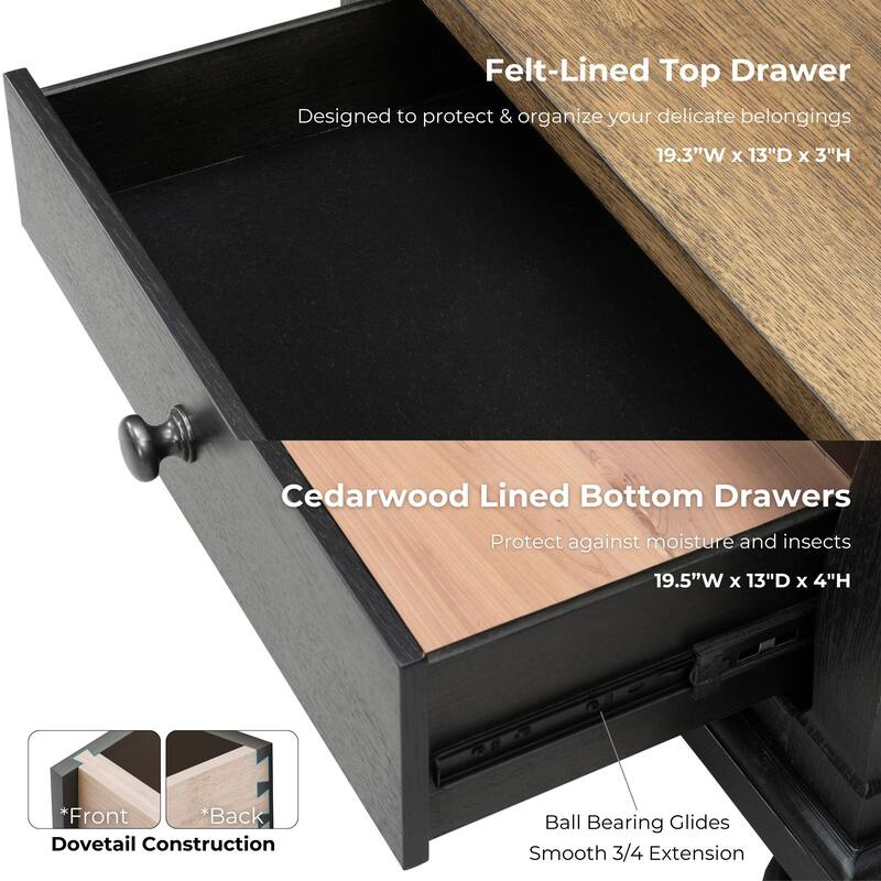 Furniture of America Lucan II Farmhouse Black Solid Wood 3-Drawer Nightstand (Set of 2)