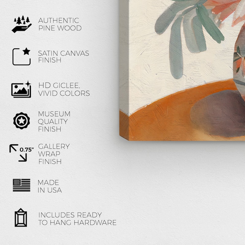 Wynwood Studio Canvas Floral and Botanical Cactus Floral Vase II Pink and Light Pink Traditional Wall Art Canvas Print