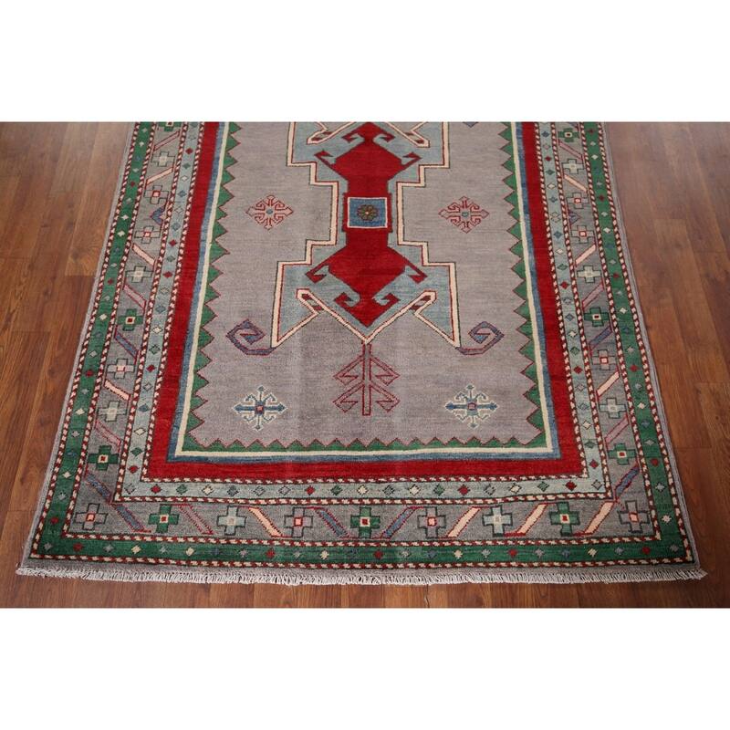 Kazak Oriental Accent Rug Handmade Wool Carpet - 4'3" x 5'8"
