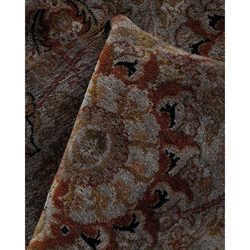 Overton Hand Knotted Wool Vintage Inspired Modern Contemporary Overdyed Gray Round Area Rug - 7' 1" x 7' 1"