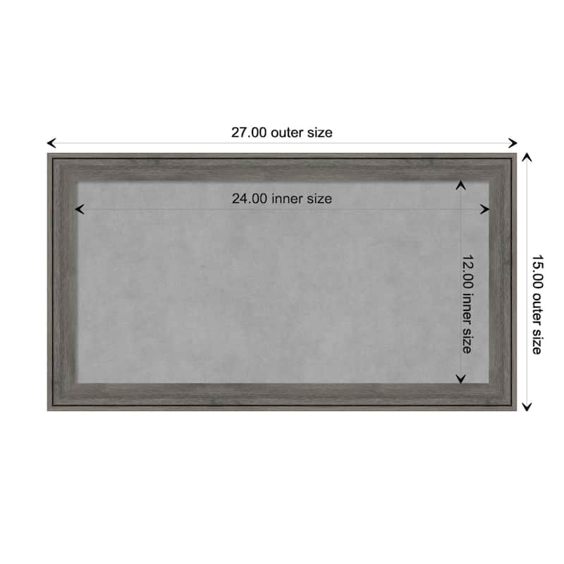 Amanti Art Regis Barnwood Grey Narrow Framed Magnetic Board - Board Size 24x12
