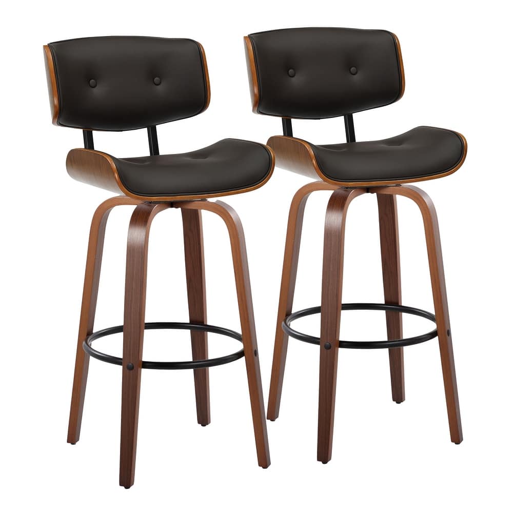 Carson Carrington Leksand 30" Fixed-Height Bar Stool with Bent Wood Legs (Set of 2)