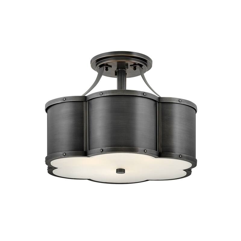 Hinkley Lighting Chance 3 Light 18" Wide Semi-Flush Drum Ceiling - Blackened Brass