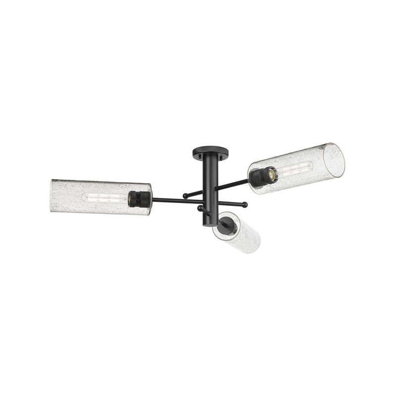 Innovations Lighting Crown Point - 3 Light 12" Flush Mount - Seedy/Matte Black