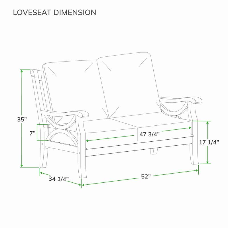 Cambridge Casual Lowell Teak Patio Loveseat with Cushion