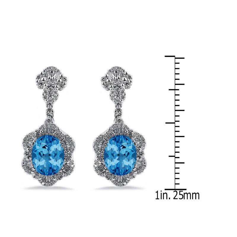 Auriya 6 3/8ct Fancy Oval-cut Topaz Halo Diamond Drop Earrings 1 7/8ctw 18k Gold