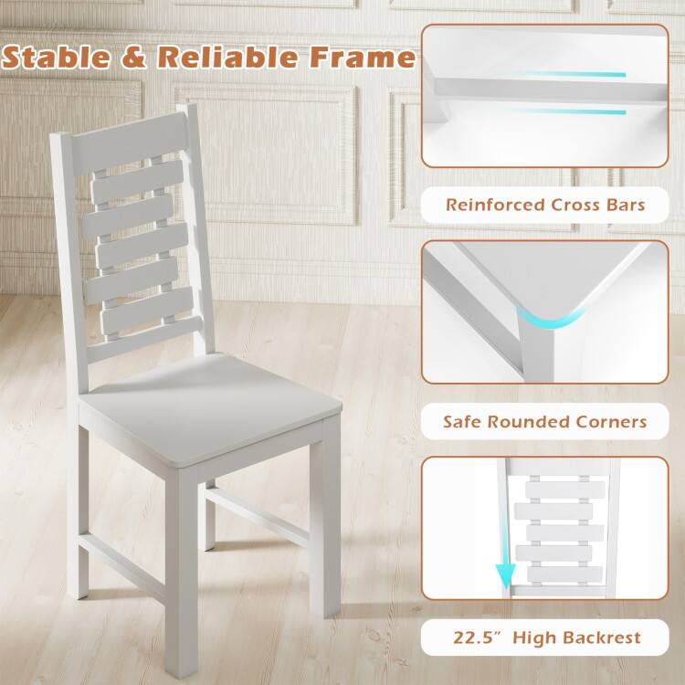 Classic Solid Wood Dining Chairs Set of 2 with High Back and Hollowed Design Vintage Style Kitchen Chairs - 18" x 21" x 39.5"