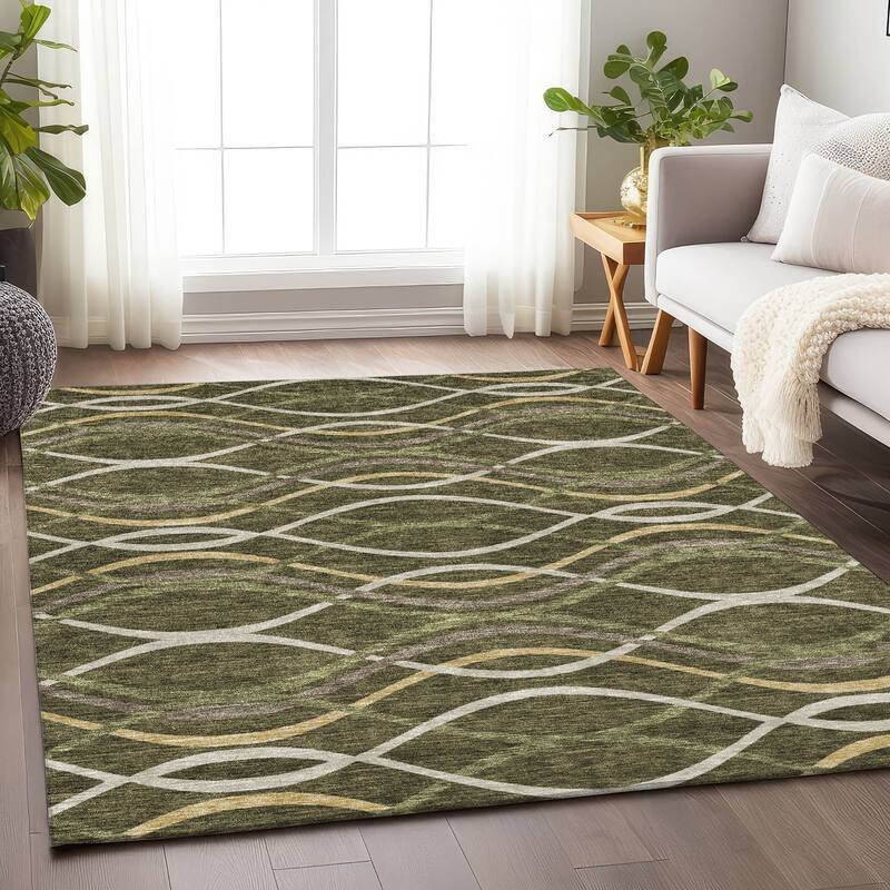 Premium Washable Super Soft Contemporary Dickerson Mayfield Rug - Olive - 9' x 12'