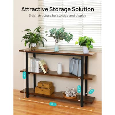 Console Table with 3-Tier Storage Shelve
