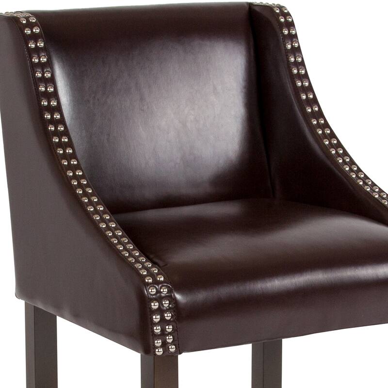 24-inch Transitional Curved Walnut Counter Height Stools (Set of 2) - 20"W x 22"D x 36"H