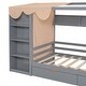 preview thumbnail 13 of 18, Gray Twin Size Solid Wood House Bed with Two Drawers and Wardrobe for Kids