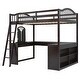 preview thumbnail 39 of 52, Solid Wood Loft Bed with Bulit-in U-shaped Desk and 2 Drawers, Full Size Loft Bedframe with Storage Shelves and Tri-fold Mirror