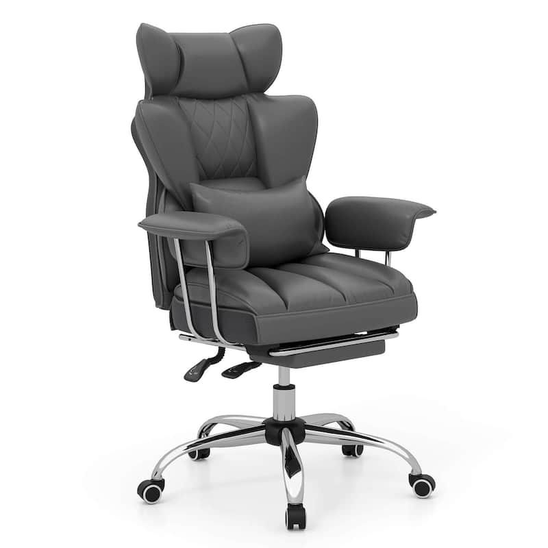 Costway Office Desk Chair Big and Tall Executive Office Chair with - See Details - Grey
