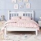 preview thumbnail 12 of 19, Twin Bed with Column-Decoration Headboard, with Bed Slats White