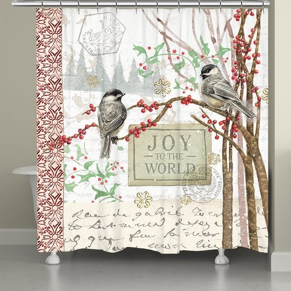 slide 2 of 6, Christmas Birds Shower Curtain