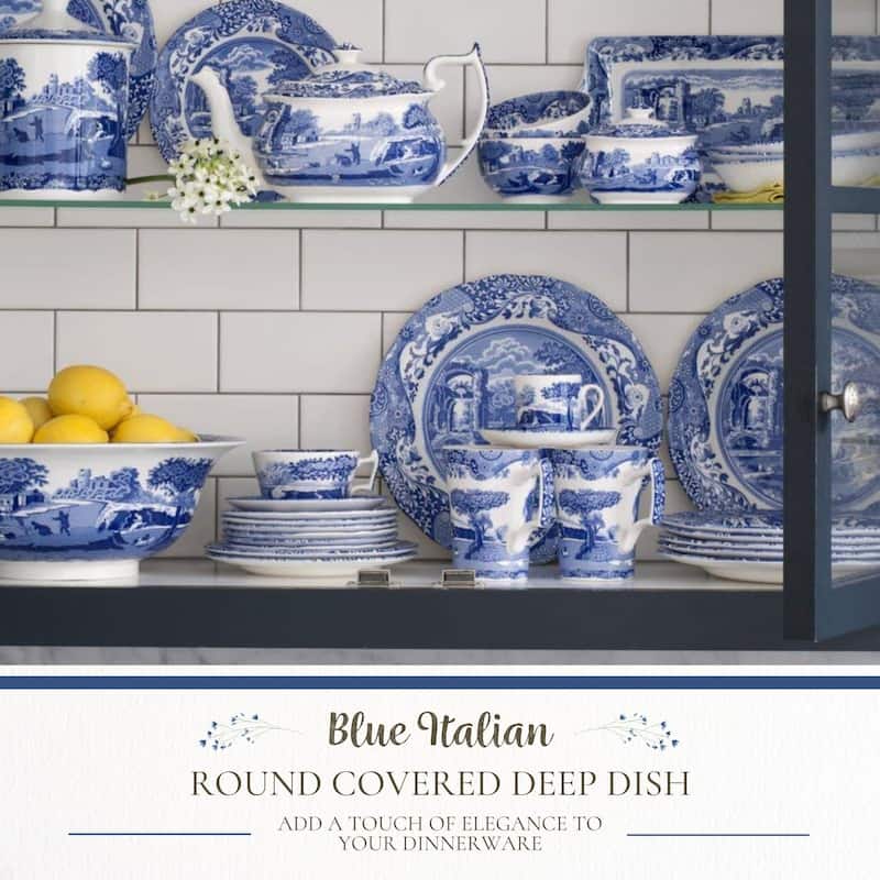 Spode Blue Italian Round Covered Deep Dish