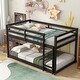 preview thumbnail 3 of 3, Espresso Twin Over Twin Pine Low Bunk Bed with Guardrails and Ladder