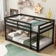 preview thumbnail 7 of 18, Twin over Twin Floor Bunk Bed with Ladder & Guardrails, Wood Bedframe