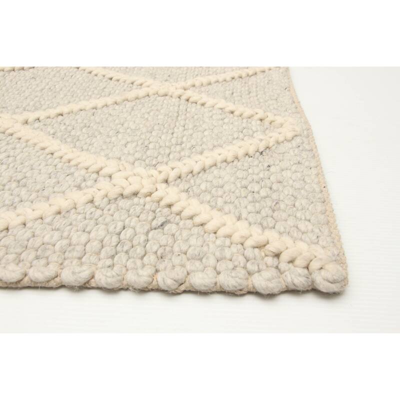 ECARPETGALLERY Braid weave Sienna Grey Wool Rug - 5'0 x 7'9