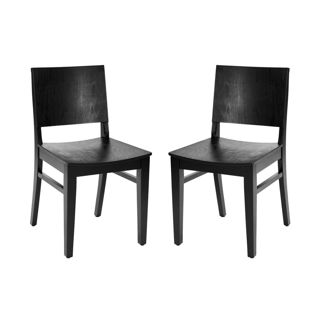 2 Pack Commercial Solid Wood Dining Chair with Curved Backrest - 17.75"W x 21.25"D x 33.5"H
