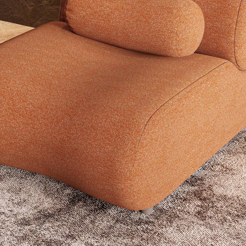 Modern Armless Lounge Sofa with 70° Reclined Backrest and Cylindrical Pillows for Living Room and Guest Room
