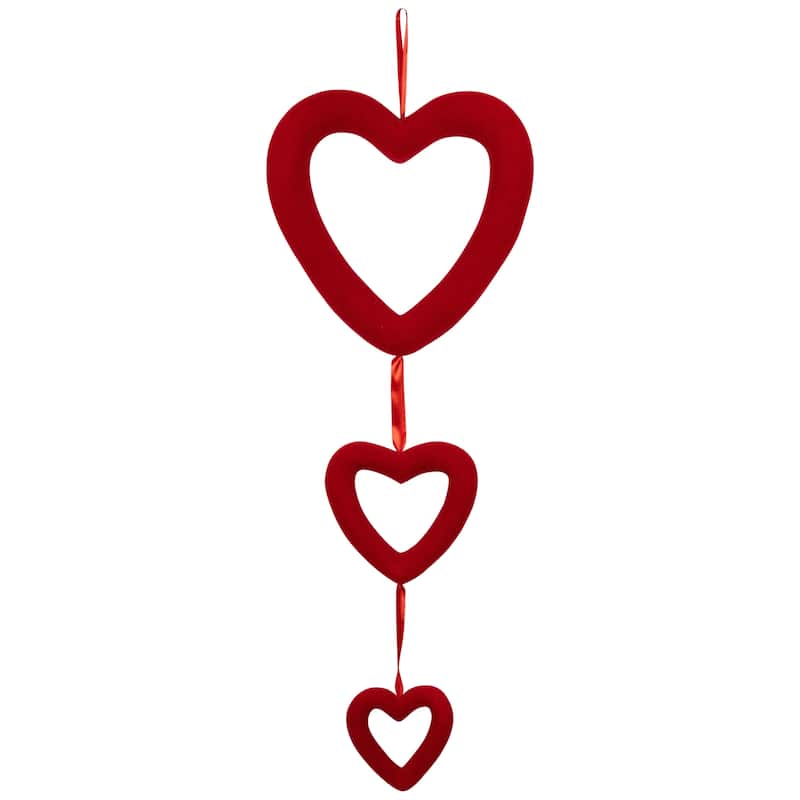 Heart Trio Valentine's Day Wall Decoration - 34" - Red