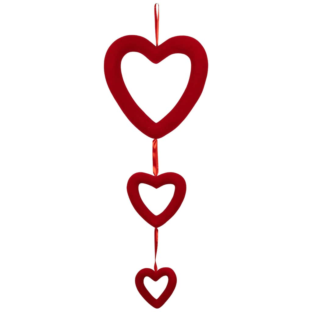 Heart Trio Valentine's Day Wall Decoration - 34" - Red