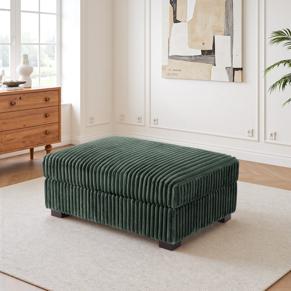 41" W Plush Corduroy Upholstered Rectangular Ottoman