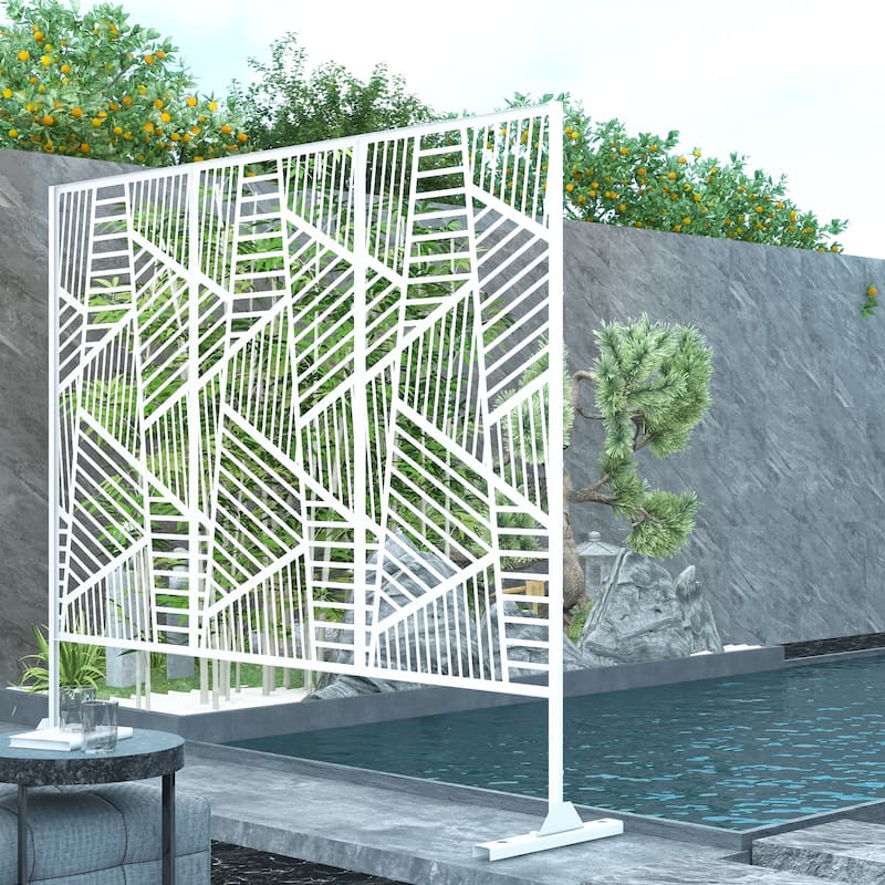 Metal Privacy Screen Wall Decoration Free Standing-6.3 ft. H X 4 ft. W