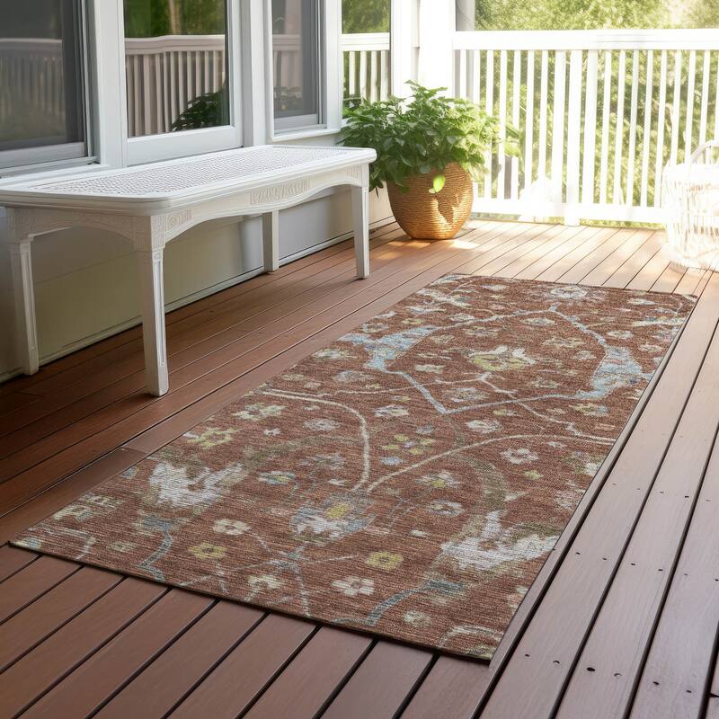 Machine Washable Indoor/ Outdoor Traditional Classic Chantille Rug - Paprika - 2'3" x 7'6"