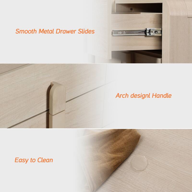 WAMPAT 4 Pcs Bedroom Set,6 Drawer Dresser And Nightstand Sets For Bedroom, Night Stand Set Of 2, Modern Accent Chest