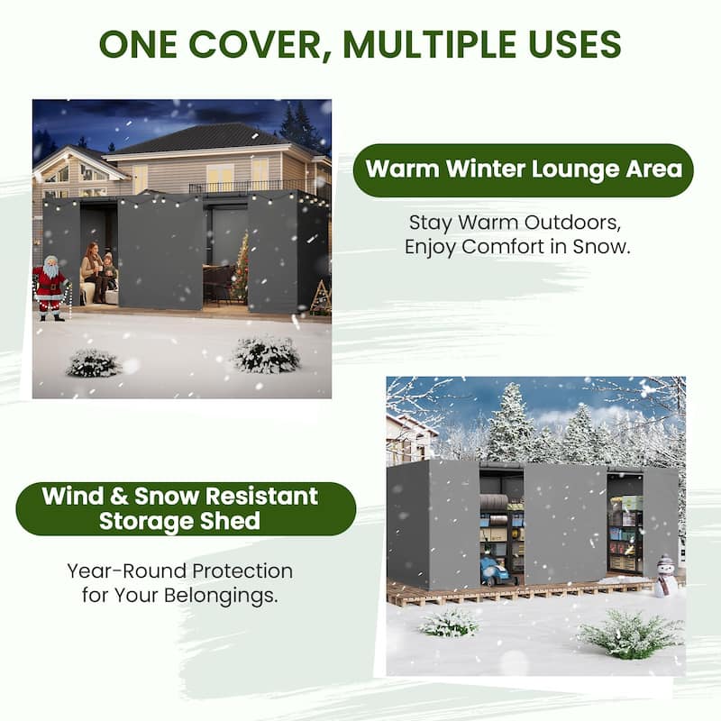 EROMMY Waterproof Pergola Winter Cover with Sidewalls, Mesh Windows and Roll-Up Door, All-Season Weather Enclosure