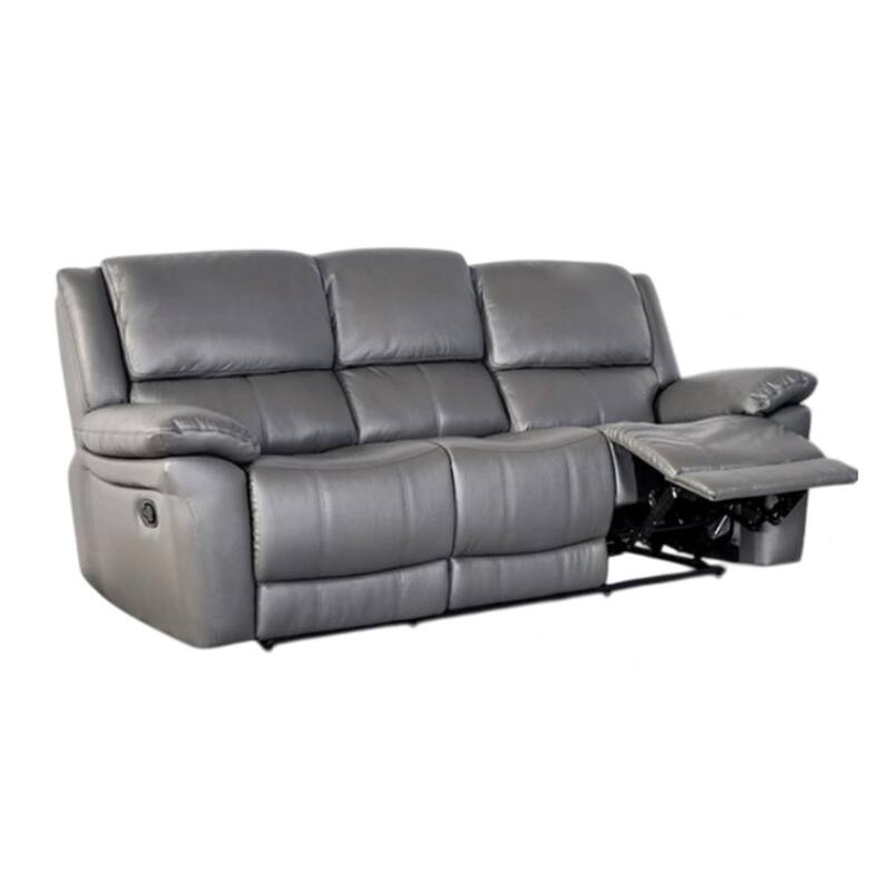 Larus Sofa, Manual Reclining Mechanism, Dark Gray Faux Leather, 82 Inch