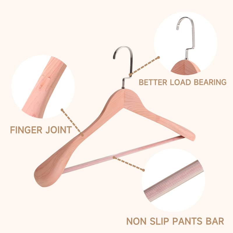 BP4U Premium Wide Shoulder Wooden Suit Hangers, 17.5-Inch Heavy-Duty Solid Wood Coat Hangers for Men's Clothes