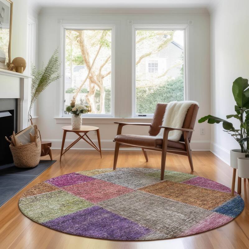 Premium Washable Super Soft Vintage Global Mayfield Rug - Copper - 8' x 8' - Round