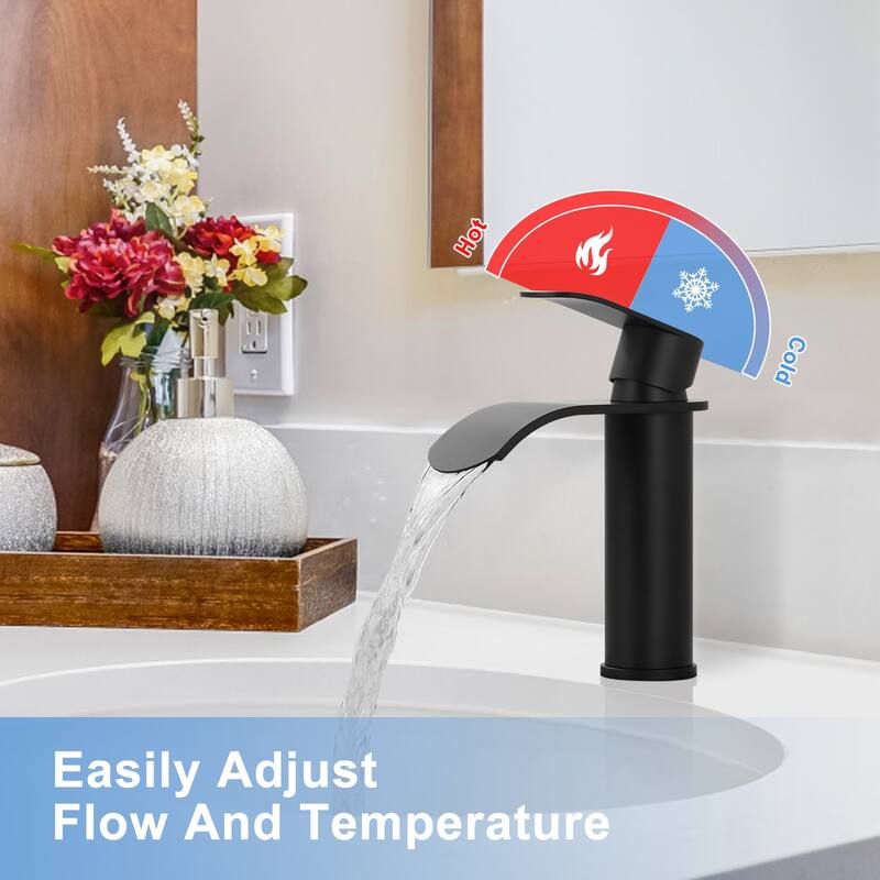 WOWOW Water Fall Bathroom Faucet with Deckplate Included