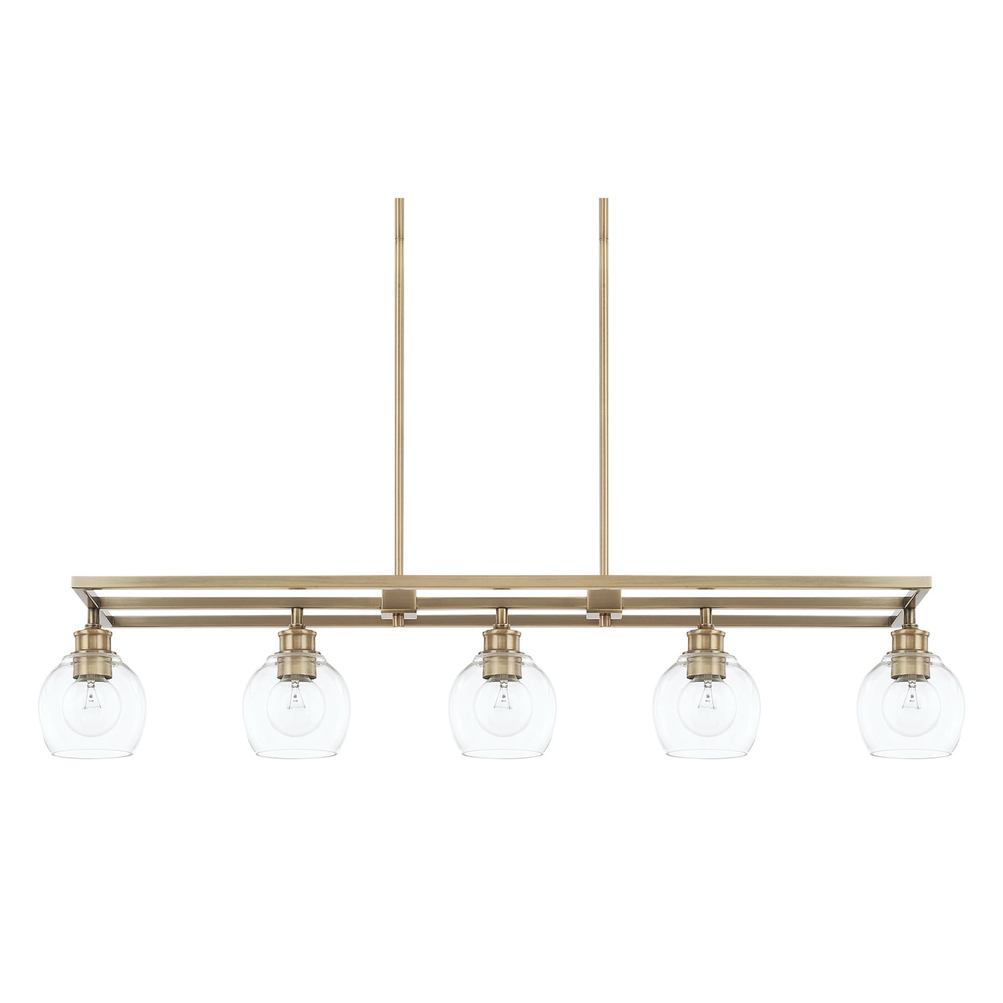Mid-Century 5-light Aged Brass Island 