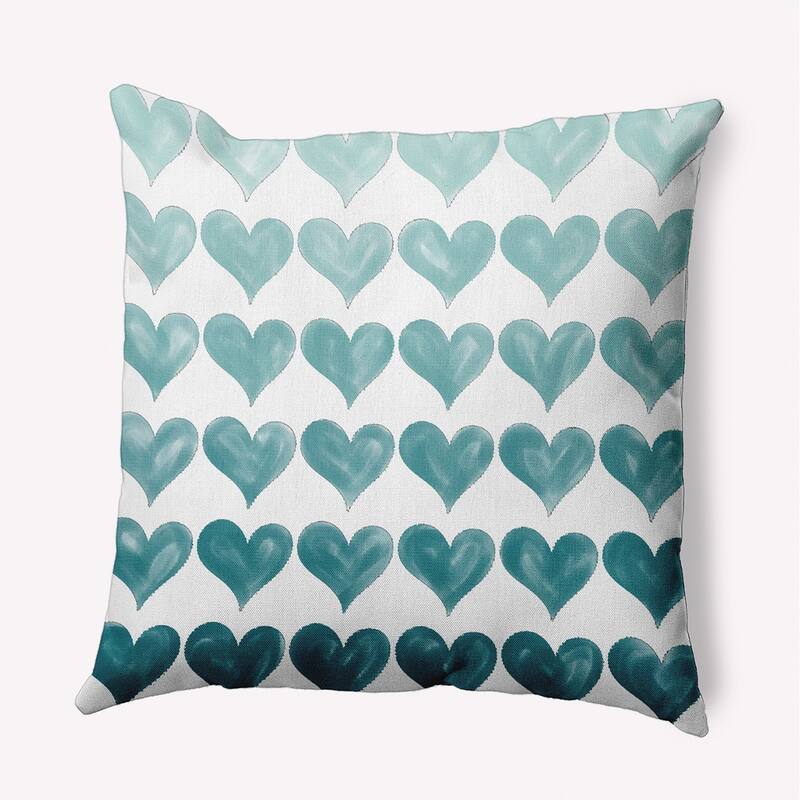 Colored Hearts Valentine's Day Decorative Indoor Pillow - 16" x 16" - Teal Apetite