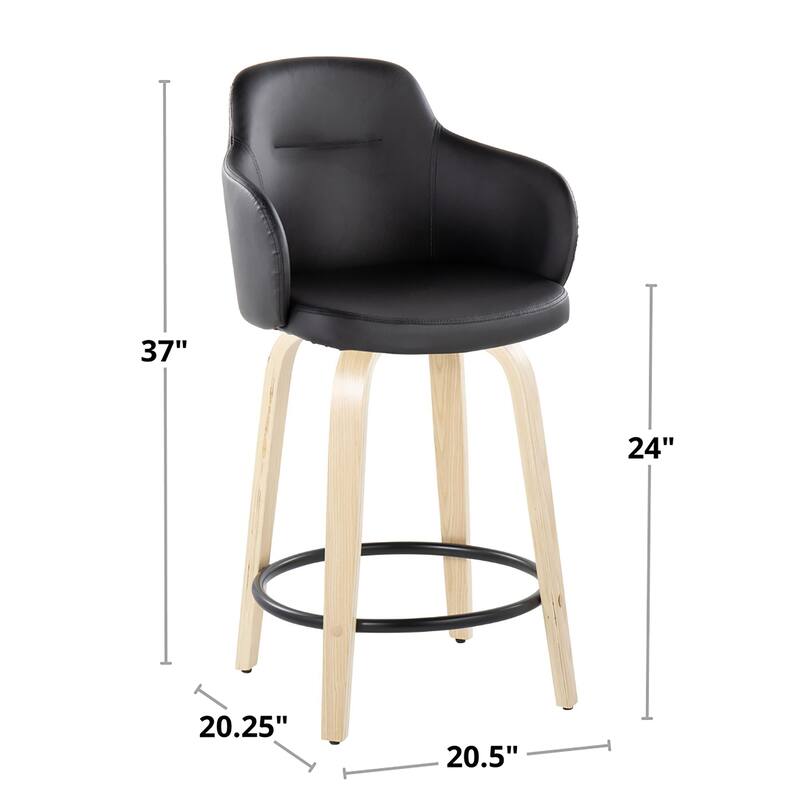Carson Carrington Iglabo 24" Fixed-Height Counter Stool with Bent Wood Legs and Round Footrest (Set of 2)